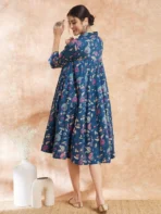 Women Printed Cotton Blend Anarkali Kurta(Blue - XL) - Image 4