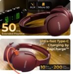 TRIGGR Trinity 2 with Dual Pairing, ENC, Fast Charge, 50H Battery, Rubber Finish, v5.3 Bluetooth Headset (Bordeaux Maroon, On the Ear)[AA1097/97] - Image 3