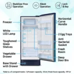 215 L Direct Cool Single Door 5 Star Refrigerator  with Digital Inverter (Paradise Bloom Blue , RR23D2H359U/HL) [AA1102/218] - Image 3