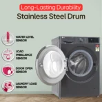 9 kg 5 Star with AI Direct Drive, 6 Motion, Inverter Direct Drive, Steam and Wi-Fi Enabled Fully Automatic Front Load with In-built Heater Black (FHP1209Z5M)[AA1096/39] - Image 4