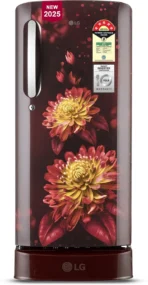 185 L Direct Cool Single Door 5 Star Refrigerator With Base Drawer With Smart Inverter Compressor , Auto Smart Connect  and Fast Ice Making ( Scarlet Florance , GL _ D201ASFU)(AA1103/121)