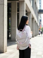 GRABON small 15 l labtab backpack fashion new  flower embroidered artistic national  style ( beige)[AA1098/75] - Image 2