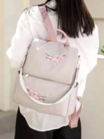 GRABON small 15 l labtab backpack fashion new  flower embroidered artistic national  style ( beige)[AA1098/75]