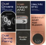 Earl 50dB 6 Mics Hybrid ANC ,Dual Drivers App Support ,Dual Pairing,50 H Battery BlueTooth Headset (obsidian Black )(AA1104/94) - Image 3