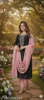 Stylish Partywear Cotton Blend Zari Embroidery Set for Women and Girls [AA1097 / 17]