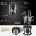 Endura Pro 1000 W Juicer Grinder (Pro with Ball Bearing Functional Food processing watts /6Jar /Black) (AA1104/98) - Image 2