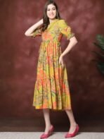 Women Fit and Flare Multicolor Below Knee Dress - Image 11