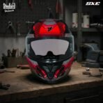 SBH 61 SXE X3 ISI and Dot Certified Full Face Graphic Motorbike Helmet (Glossy Black Red With AntiFog Shield)[AA1097/74] - Image 2