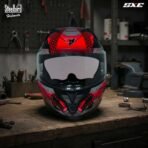 SBH 61 SXE X3 ISI and Dot Certified Full Face Graphic Motorbike Helmet (Glossy Black Red With AntiFog Shield)[AA1097/74] - Image 4