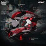 SBH 61 SXE X3 ISI and Dot Certified Full Face Graphic Motorbike Helmet (Glossy Black Red With AntiFog Shield)[AA1097/74] - Image 3