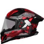SBH 61 SXE X3 ISI and Dot Certified Full Face Graphic Motorbike Helmet (Glossy Black Red With AntiFog Shield)[AA1097/74]
