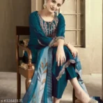 Women Rayon Slub Kurti With Dupatta & Bottomwear Set - Image 3