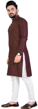 Sr Fashion Men Striped Kurta (Maroon) (AA1102/101) - Image 2