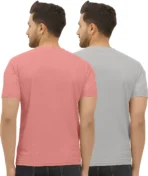 Pack of 2 Men Striped Round Neck Polyester Pink, Grey T-Shirt  (AA1104/166) - Image 2