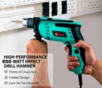 Mamodiaz Relfa RF-ED-13RE DRILL MACHINE HEAVY DUTY Mansory Bit & 13pc hss drill Bit Hammer Drill Hammer Drill (13 mm Chuck Size, 650 W[AA1098] - Image 2