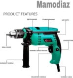 Mamodiaz Relfa RF-ED-13RE DRILL MACHINE HEAVY DUTY Mansory Bit & 13pc hss drill Bit Hammer Drill Hammer Drill (13 mm Chuck Size, 650 W[AA1098] - Image 4