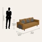 GODREJ INTERIO Sofa Cresco 3-Seater Fabric Sofa for Living Room, 1-Year Warranty, Solid Wood, Camel and Taupe Colour[AA1098] - Image 3