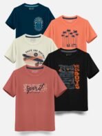 HELLCAT Boys Pack Of 5 Graphic Printed Cotton T-shirt[aa1098]
