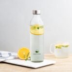 SAND DUNE Set of 6, 800 ml Each Glass water bottle, with Leak-Proof Airtight Stainless-Steel Lid for Water, Smoothie, Juices - Reusable Travel Glass Drinking Fridge Bottles[AA1100/150] - Image 2