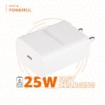 Amazon Basics 25W Compact Wall Charger | Type-C Fast Charging Adapter for Samsung, Xiaomi Phones and iPhone (White, Without Cable)[AA1098] - Image 4