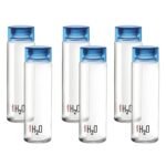 CELLO H2O Glass Fridge Water Bottle with Plastic Cap | Leak proof & break-proof | Wide mouth & Easy to Clean | Best Usage for Office/School/College | Set of 6, 920ml | Blue[AA1100/146]