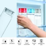 CELLO H2O Glass Fridge Water Bottle with Plastic Cap Set of 6, 920ml, Black | Leakproof & Durable | Wide Mouth, Easy To Clean | Multi Set Glass Water Bottle for Kitchen, Home, Office, Gym, Travel[AA1100/147] - Image 2