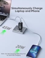 Costar 65W GaN Dual Port Fast Charger QC/PD, 2 in 1 USB & Type C Fast Charger Adapter for Laptop, Lenovo, HP, Asus, Dell, MacBook, iPhone Series, Samsung Galaxy/Note, and Android Devices, Black[AA1100/169] - Image 2