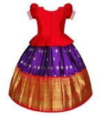 White Button Girls Jacquard New South Indian Traditional Pattu Pavadai Jecquard Readymade Lehenga Choli[AA1100/194] - Image 5