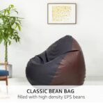 Amazon Brand - Solimo Premium Faux Leather Bean Bag, Filled with Beans | Capacity: Upto 6 Ft Height, 120 KG Weight | 3XL | Black and Brown[aa1098] - Image 3