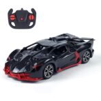 Amazon Brand - Jam & Honey Remote Control Car for Kids | High-Speed RC Car with Rechargeable Lithium Battery | Type-C Charging | LED Headlights | Black&Red  (AA1104/291)