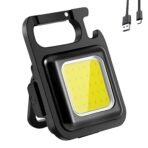 Home Trade Mini USB Rechargeable LED Cob Flashlight, Keychain & Bottle Opener. Magnetic, Portable Light with 3 Light Modes, Folding Bracket for Otdoor Adventure Walking Camping & Emergency. [AA1102/292]