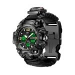 Metal 23-In-1 Survival Military Digital Watch, Mens Tactical Multi-Functional And Adjustable Wristband Outdoors Waterproof Sports Dual Dial Watches With Compass Paracord Band, Black, Digital[AA1100/189]