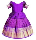 White Button Girls Jacquard New South Indian Traditional Pattu Pavadai Jecquard Readymade Lehenga Choli[AA1100/194] - Image 2