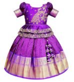 White Button Girls Jacquard New South Indian Traditional Pattu Pavadai Jecquard Readymade Lehenga Choli[AA1100/194]