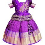 White Button Girls Jacquard New South Indian Traditional Pattu Pavadai Jecquard Readymade Lehenga Choli[AA1100/194]