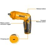 INGCO 4V Electric Cordless Screwdriver, Rechargeable Power Drill Driver Set, 4 N.m Max Torque, 240RPM, With Tool Box [AA1096/167] - Image 3
