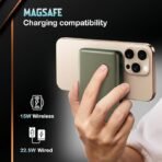Kratos Magsafe Wireless Power Bank 10000mAh, 22.5W Fast Charging with 15W Wireless Output, Strong Magnetic Hold, USB Type-C, Compatible with iPhone 12 & Above, Android Qi Devices (Green)[AA1100/170] - Image 2