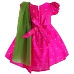 Stanwells Kids Gold & Peach Banarasi Silk Saree Frock for Baby Girls - Traditional Ethnic Dress for Birthday (6 Months-7 Years) [AA1096/191] - Image 2