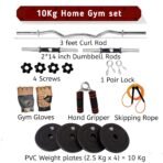 BULLAR Home Gym Set (8-30) kg Home Gym Combo with Curl Rod and Pair of Dumbbell Rods Gym Equipment for Men and Exercise Accessories for Fitness. (10 kg Home Gym Set)[aa1098] - Image 2