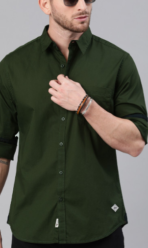 Men Olive Green Cotton Casual Shirt[AA1102/332]