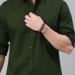 Men Olive Green Cotton Casual Shirt[AA1102/332]