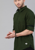 Men Olive Green Cotton Casual Shirt[AA1102/332] - Image 2