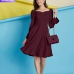 Selvia Women Sweetheart Neck Bell Sleeve Fit & Flare DressSelvia Women Sweetheart Neck Bell Sleeve Fit & Flare Dress[AA1098]
