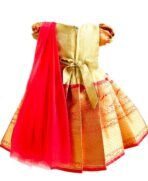 Stanwells Kids Gold & Peach Banarasi Silk Saree Frock for Baby Girls - Traditional Ethnic Dress for Birthday (6 Months-7 Years) - Image 5