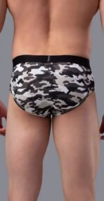 Men Black & White Camouflage Printed Cotton Blend Basic Briefs[AA1100/186] - Image 3