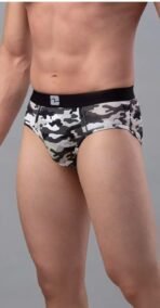 Men Black & White Camouflage Printed Cotton Blend Basic Briefs[AA1100/186]