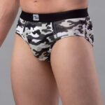 Men Black & White Camouflage Printed Cotton Blend Basic Briefs[AA1100/186]