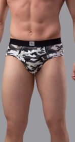 Men Black & White Camouflage Printed Cotton Blend Basic Briefs[AA1100/186] - Image 2