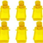 Bird Food Feeder Automatic Food Feeder Cups for All Bottle , set of 6 Rectangle Plastic Pet Bowl (350 ml Yellow) [AA1102/311]