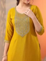 Women Embroidered Art Silk Straight Kurta[AA1097/114] - Image 3